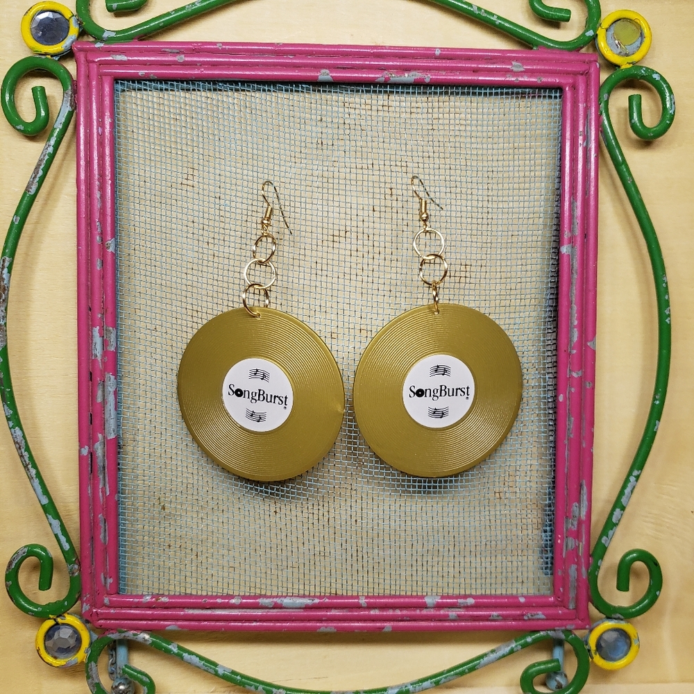 🎼🎙Gold SONGBURST Record Earrings🎙🎼